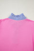 Contrast Striped Collar Patchwork Puff Sleeve Ruffle Hem Mini Dress